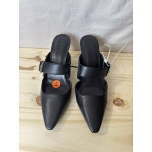 DKNY Nalani Black Pointed Toe Mules Buckle Strap High Heels Women's Size 11 NWOB